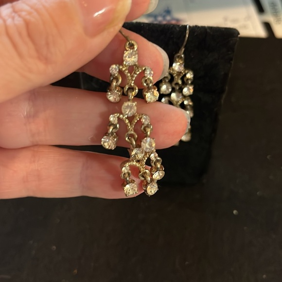 Elegant Gold and Silver Tone Chandelier Dangle Earrings - Picture 3 of 3